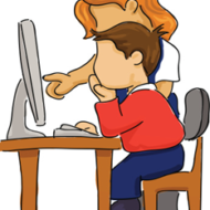 grafika przedstawiająca dzieci przy komputerze